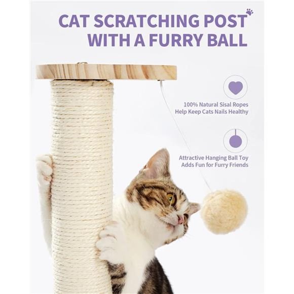 Cat Scratching Post Cat Scratcher Toy Wooden Two-Layer Cat Turntable - Picture 2 of 7